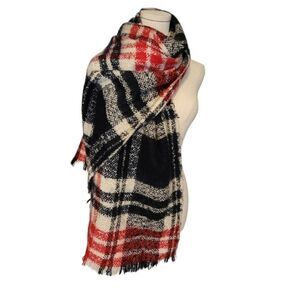 Red navy and cream scarf